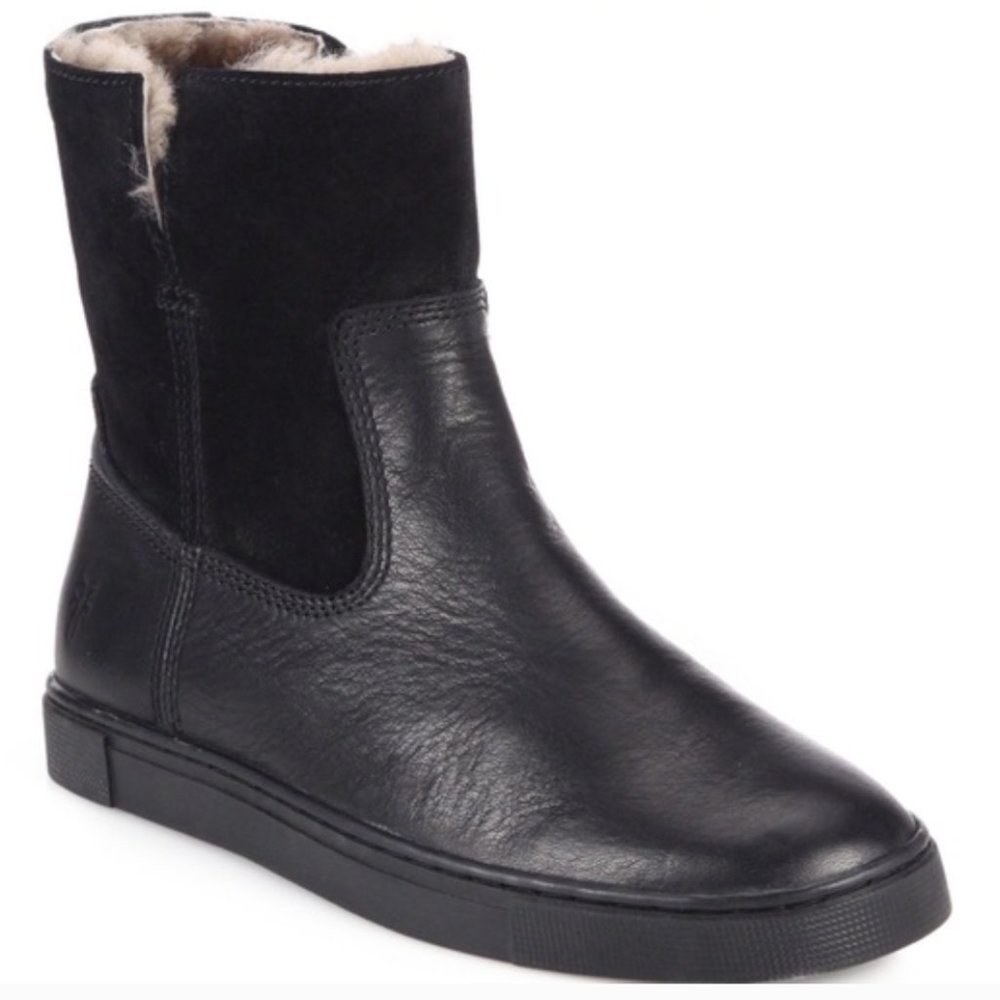 FRYE Gemma Leather & Suede Fur Lined Ankle Boots